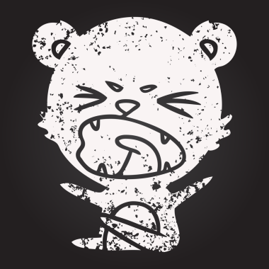 Karatahta tebeşir kızgın çizgi film ayısı bir insan tarafından çizildi