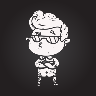 Karatahta tebeşir karikatürü bir insan tarafından çizilmiş havalı adam