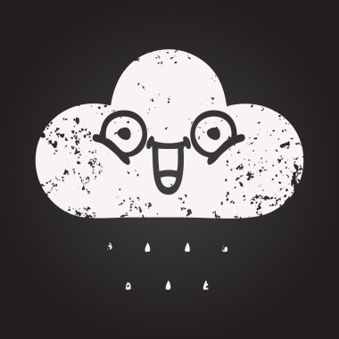 Kara tahta tebeşir, bir insan tarafından çizilmiş yağmur bulutunun karikatürü.