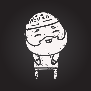 Kara tahta tebeşirle çizilmiş mutlu sakallı adam bir insan tarafından çizilmiş.