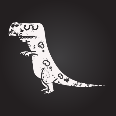 Bir insan tarafından çizilmiş kara tahta tebeşir karikatür dinozor.