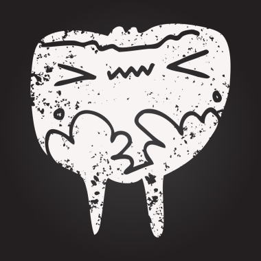 Tahta tebeşir, insan tarafından çizilmiş çürük diş.