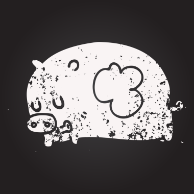 Bir insan tarafından çizilmiş kara tahta tebeşir şirin çizgi film domuzu.