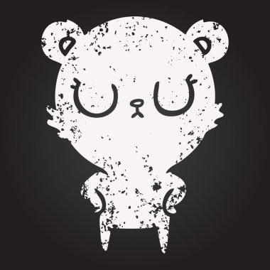 Karatahta tebeşiri bir insan tarafından çizilmiş barışçıl çizgi film ayısı