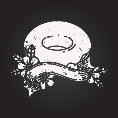 Siyah dövmeli kara tahta parşömen afişi. Bir insan tarafından çizilmiş buzlu çörek.