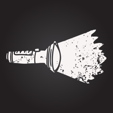 Bir insan tarafından çizilmiş elektrikli meşalenin karatahta çizimi