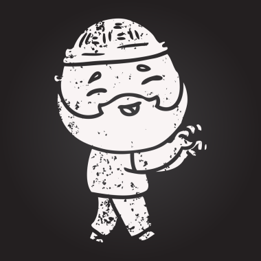 Kara tahta tebeşirle çizilmiş mutlu sakallı adam bir insan tarafından çizilmiş.