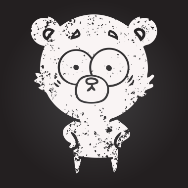 Karatahta tebeşirle bir insan tarafından çizilmiş ayı karikatürü