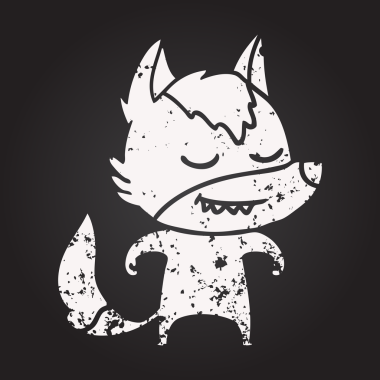 Bir insan tarafından çizilmiş kara tahta dostu çizgi film kurdu.