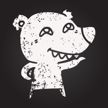 Karatahta tebeşirle çizilmiş bir ayı insan dişlerini gösteriyor.