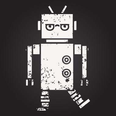 Bir insan tarafından çizilmiş bir robotun karikatürü.