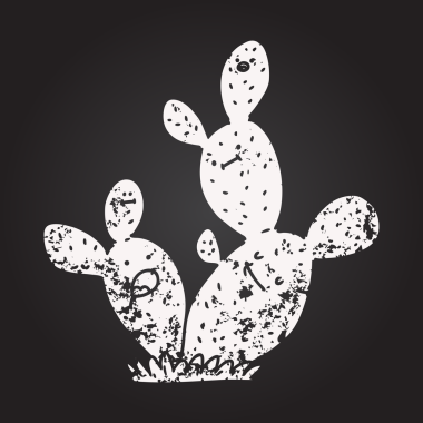 Bir insan tarafından çizilmiş kara tahta karikatür kaktüsü.