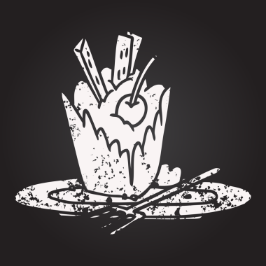 Bir insanın çizdiği lezzetli bir tatlının karatahta tebeşiri.