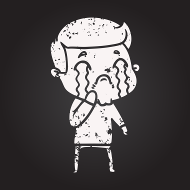 Karatahta tebeşirci bir insan tarafından çizilmiş ağlayan adam.