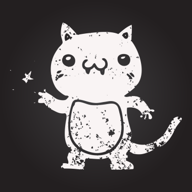 Karatahta tebeşirle çizilmiş kedi bir insan tarafından çizilmiş.