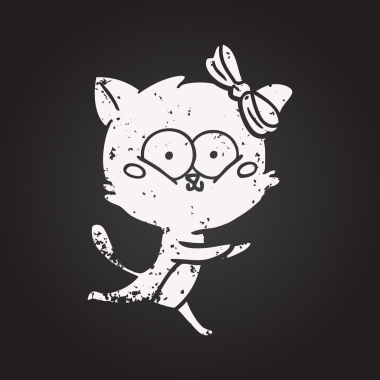 Bir insan tarafından çizilmiş kara tahta tebeşir çizgi film kedisi.