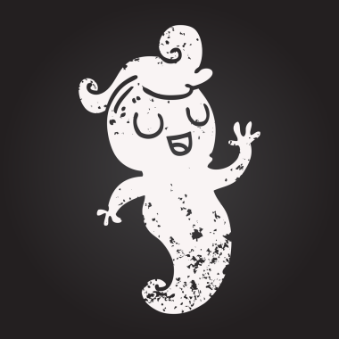 Tahta tebeşir bir insan tarafından çizilmiş hayalet karikatürü.