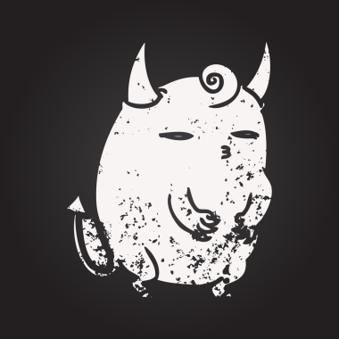 Bir insan tarafından çizilmiş küçük şişman bir cadılar bayramı şeytanının karatahta çizimi