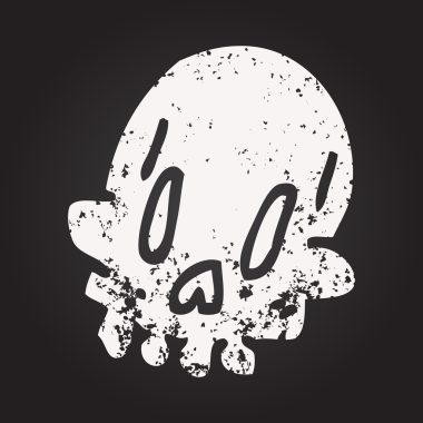 Karatahta tebeşir çiziyor. Bir insan tarafından çizilmiş ürkütücü garip kafatası.