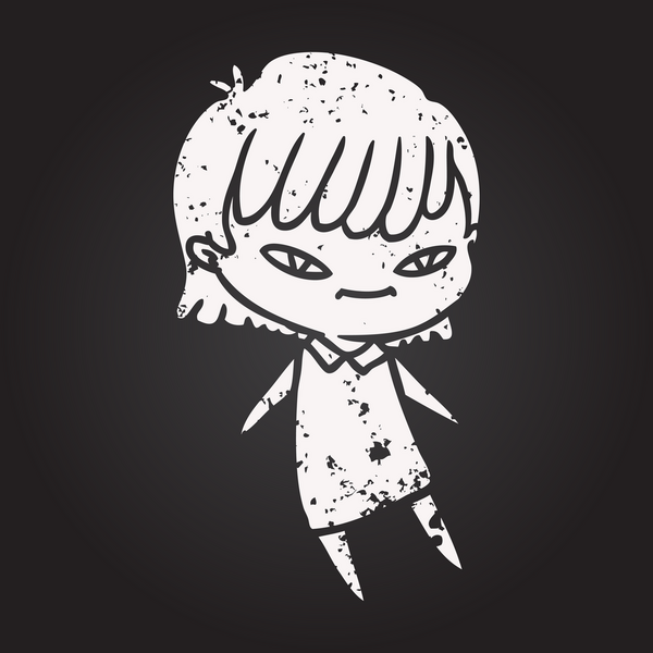 Bir insan tarafından çizilmiş kara tahta tebeşir karikatür kadın.