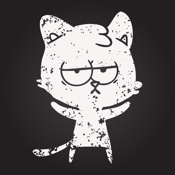 Karatahta tebeşir sıkılmış çizgi film kedisi Bir insan tarafından çizildi
