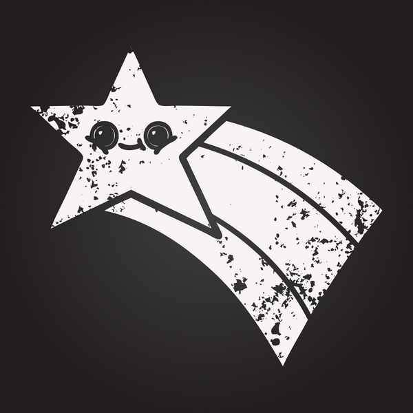 Karatahta bir insan tarafından çizilmiş gökkuşağı yıldızının karikatürü.