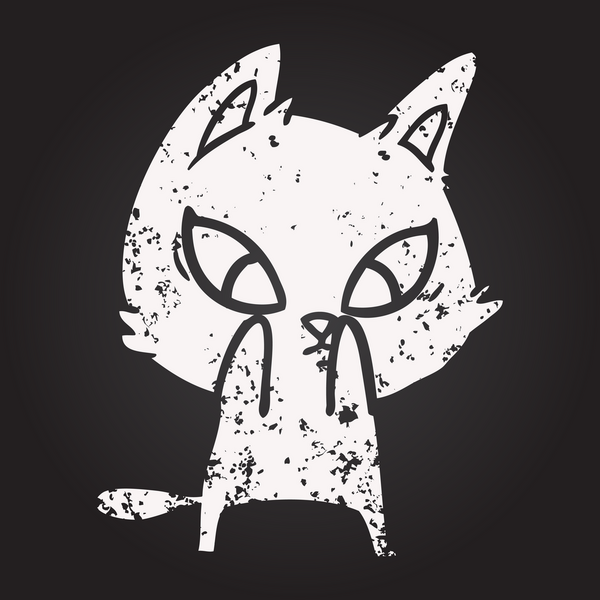 Karatahta tebeşiri bir insan tarafından çizilmiş çizgi film kedisi.