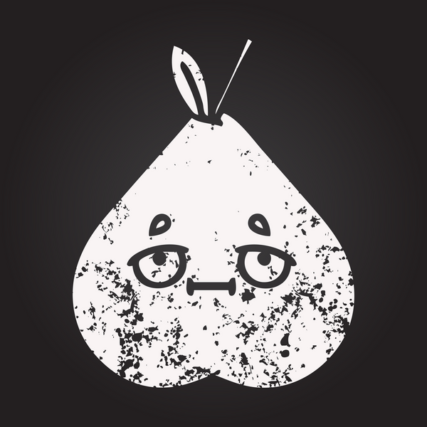 Karatahta bir insan tarafından çizilmiş armut karikatürü