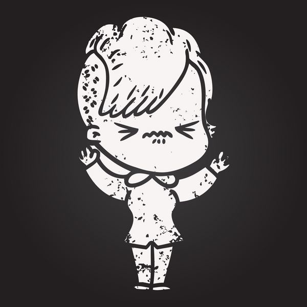 Karatahta tebeşir karikatürü bir insan tarafından çizilmiş hippi kızı kızdırdı.