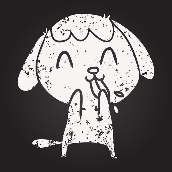 Bir insan tarafından çizilmiş kara tahta tebeşirle çizilmiş şirin bir köpek.