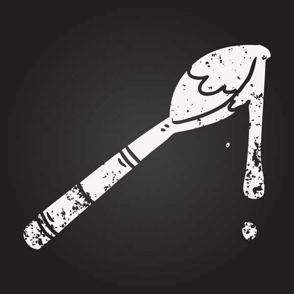 Bir insan tarafından çizilmiş bir kaşık balın karatahta çizimi