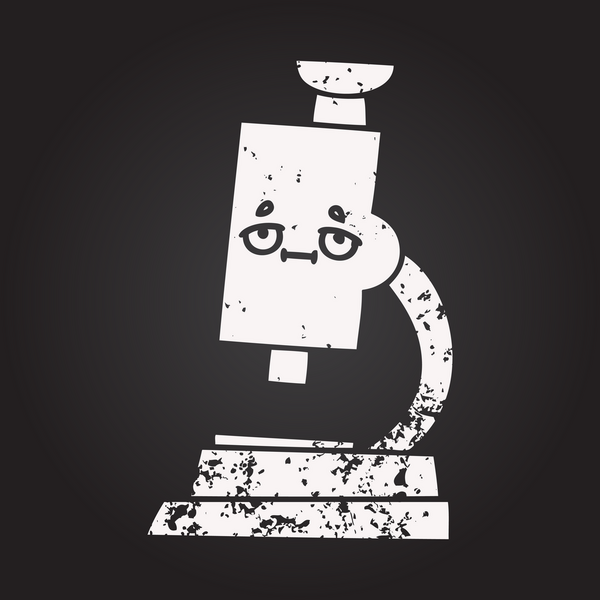 Bir insan tarafından çizilmiş bir mikroskop karikatürü.