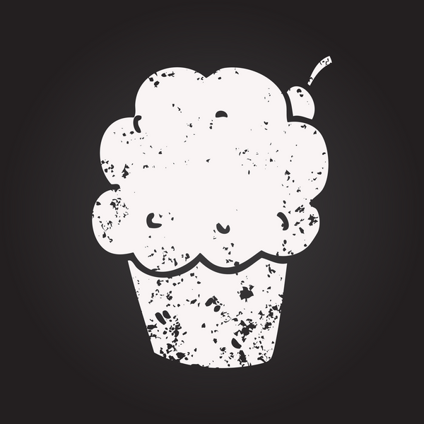 Bir insan tarafından çizilmiş kara tahta tebeşirli kek.