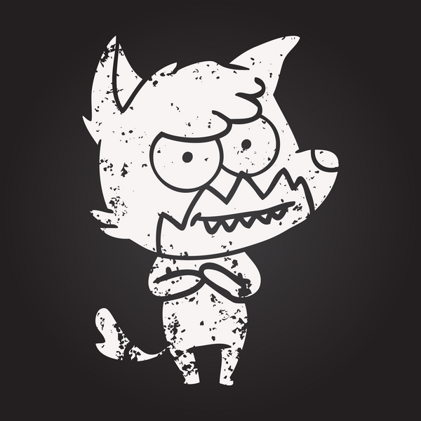 Karatahta tebeşirle çizilmiş bir insan tarafından çizilmiş sırıtan tilki.