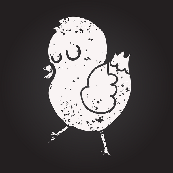 Bir insan tarafından çizilmiş kara tahta tebeşir çizgi film kuşu.