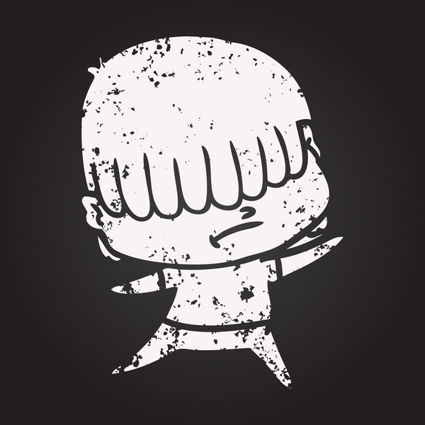 Bir insan tarafından çizilmiş dağınık saçlı karikatür çocuk.