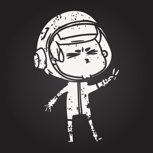 Tahta tebeşir karikatürü bir insan tarafından çizilen astronotu vurguladı