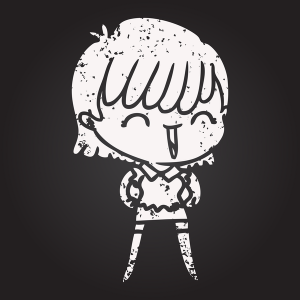 Bir insan tarafından çizilmiş kara tahta tebeşir karikatür kadın.