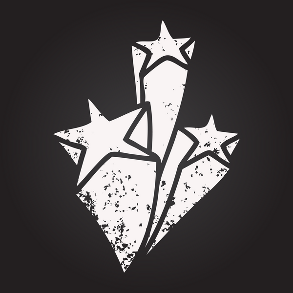 Karatahta tebeşir bir insan tarafından çizilmiş garip çizgi film yıldızları