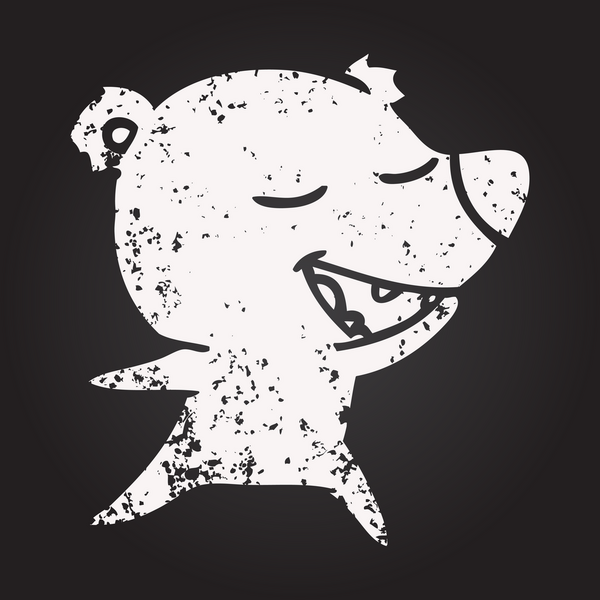 Bir insan tarafından çizilmiş kara tahta çizgi film ayısı.