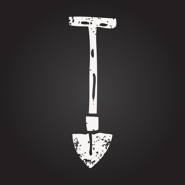 Tahta tebeşir bir insan tarafından çizilmiş karikatür küreği