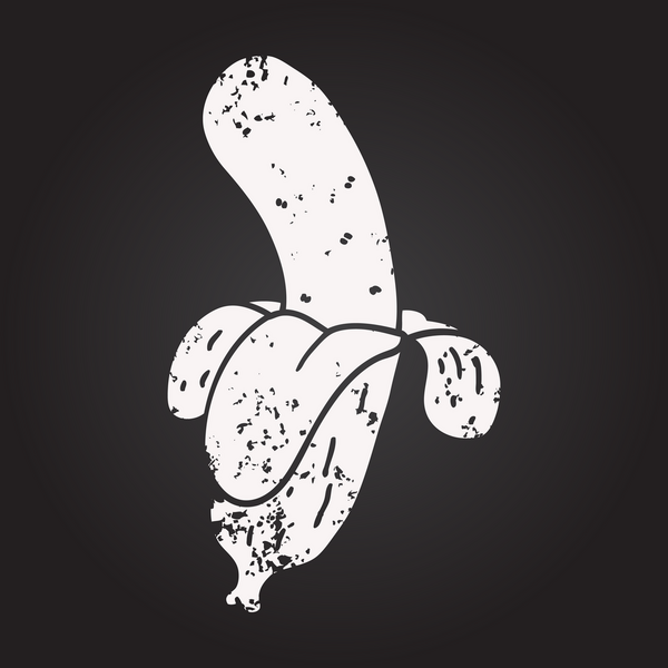 Bir insan tarafından çizilmiş karatahta karikatür muz.