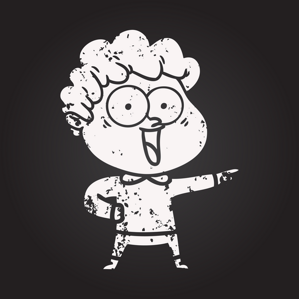 Karatahta tebeşir çizgi filmi bir insan tarafından çizilmiş mutlu adam