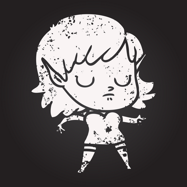 Bir insan tarafından çizilmiş kara tahta tebeşirli elf kızı.