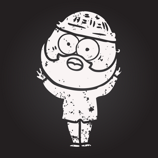 Bir insan tarafından çizilmiş kara tahta tebeşir, sakallı adam.