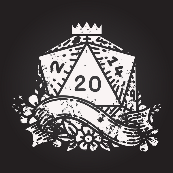 Kara tahta tebeşiri Siyah ve Beyaz Dövme Çizim Biçimi Doğal 20 D20 zar bir insan tarafından çizildi