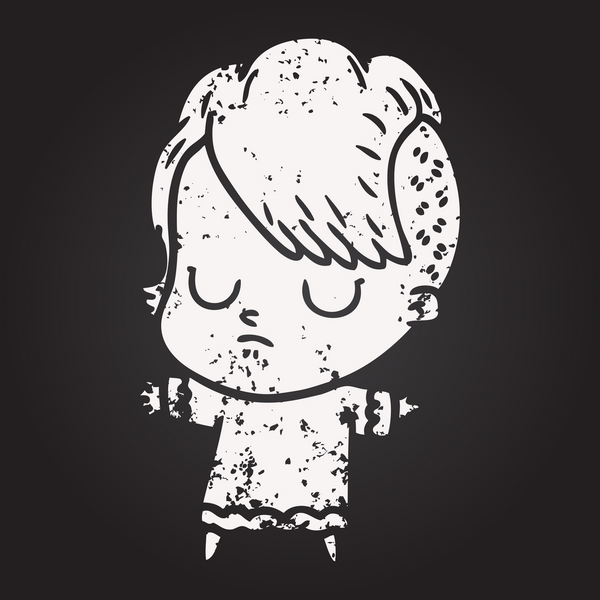 Bir insan tarafından çizilmiş kara tahta tebeşir karikatür kadın.