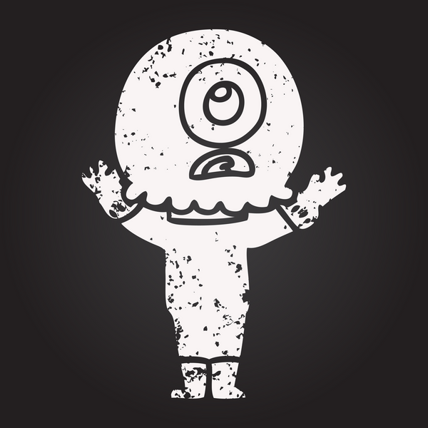 Kara tahta tebeşir tebeşiri Tepegöz uzaylı uzay adamı bir insan tarafından çizildi