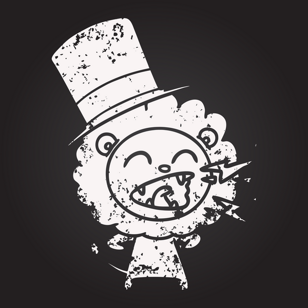 Bir insan tarafından çizilmiş karatahta karikatür kükreyen aslan.