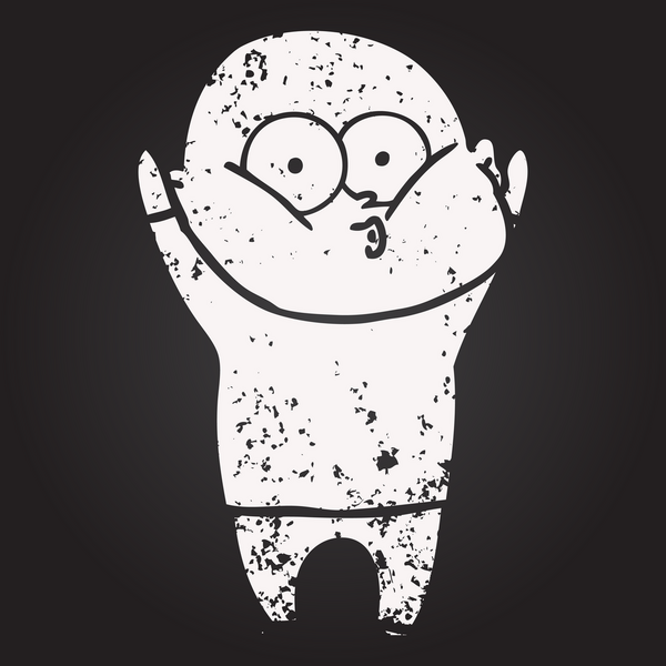 Karatahta tebeşirli kel adam bir insan tarafından çizilmiş.